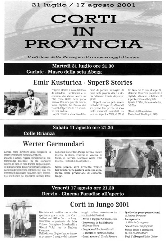 Retrospettiva Corti_Cinema in Provincia_Lecco_2001